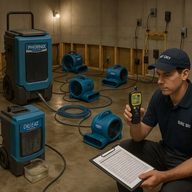 Structural Drying and Dehumidification process in Oakmont, PA